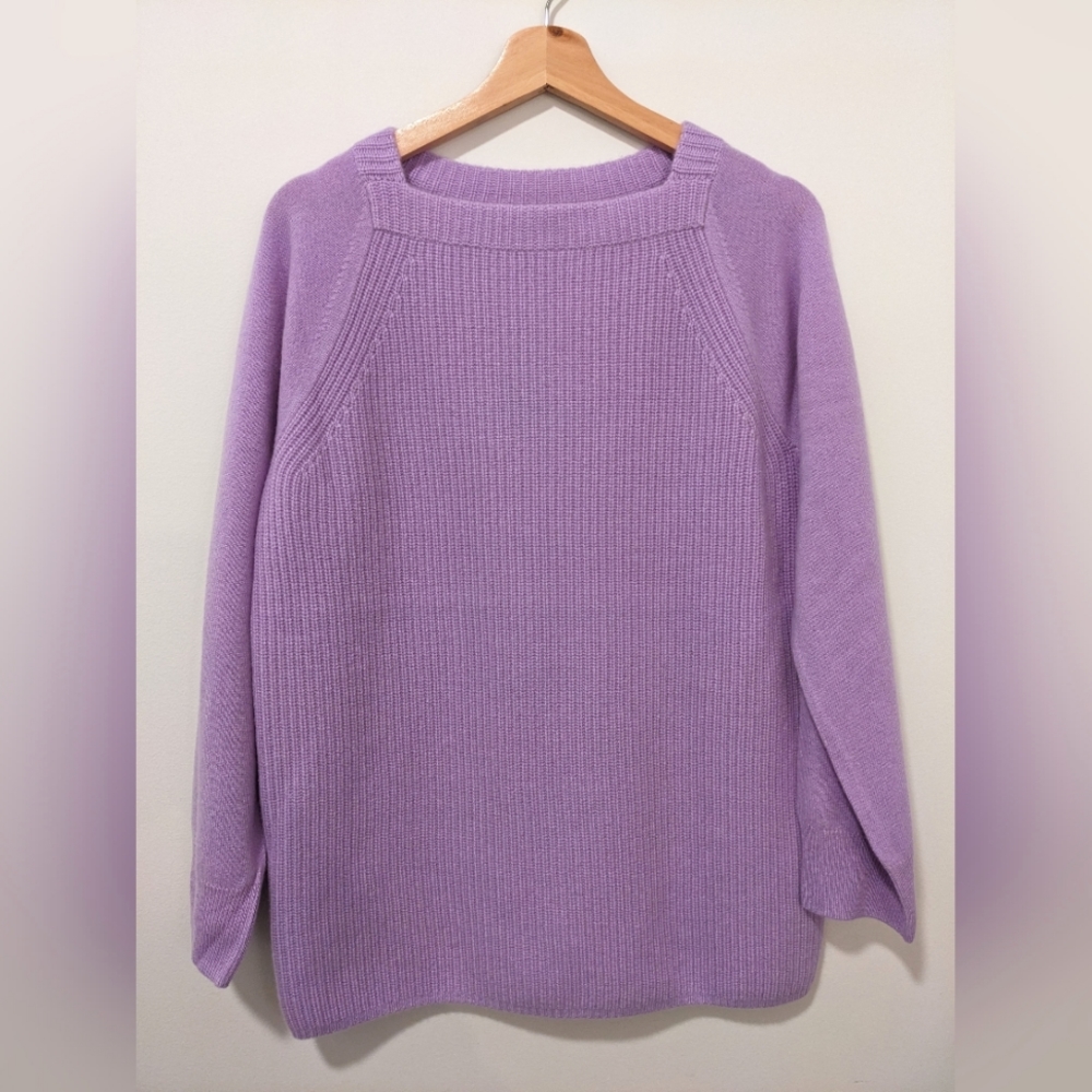 NWT J. Crew Collection Retail $288 Cashmere Ribbed Square Neck Sweater, size Lg